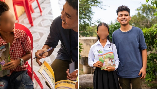 Sann ensinando o Evangelho aos alunos. (Foto: Reprodução/Samaritan's Purse)