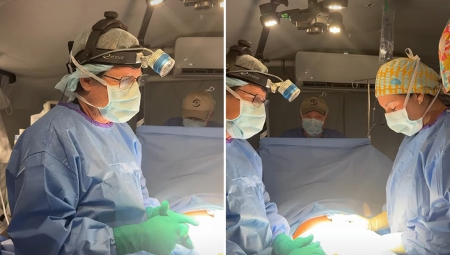 Médicos orando antes de uma cirurgia. (Foto: Reprodução/Instagram/Franklin Graham)
