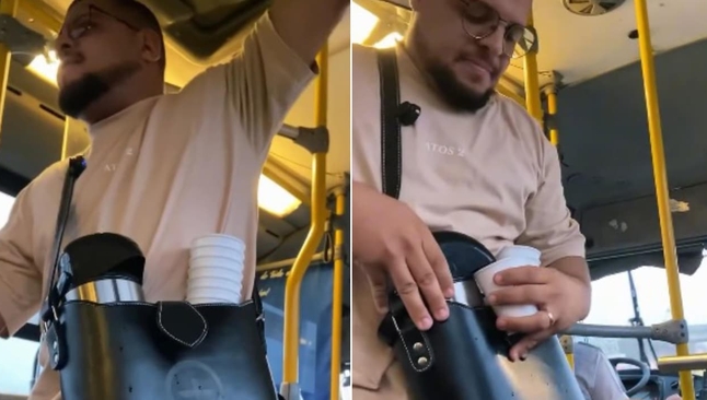 Victor evangelizou de forma criativa no ônibus que sempre pega em sua rotina. (Foto: Reprodução/Instagram/victor_missaors).