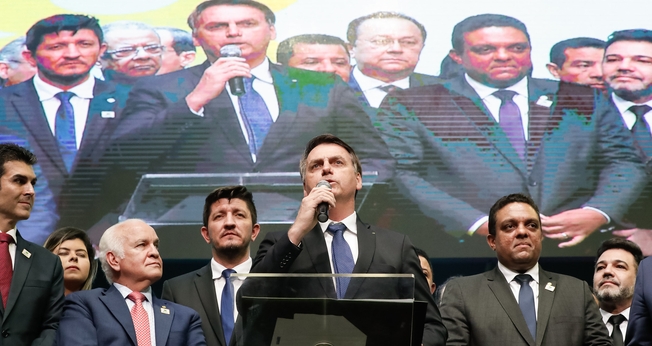 Presidente Jair Bolsonaro discursa na comemoração dos 108 Anos da Assembleia de Deus no Brasil. (Foto: Alan Santos/PR)