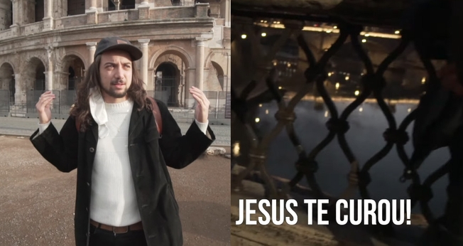 O brasileiro Luca Martini filmou sua saga de evangelismo em Roma. (Foto: YouTube/Luca Martini)