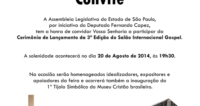 III Salão Internacional Gospel será homenageado na Assembleia Legislativa de São Paulo