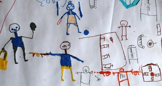 Desenho de uma criança nigeriana vítima do Boko Haram