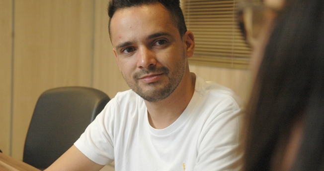 Léo Fonseca durante entrevista exclusiva ao Guiame. (Foto: Guiame/ Marcos Paulo Corrêa)