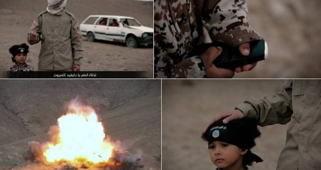 Vídeo mostra jihadi junior detonando carro com três prisioneiros do Estado Islâmico. (Foto: Reprodução)