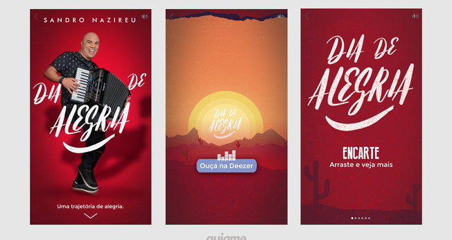 O produto para o cantor Sandro Nazireu tem links para o Spotify, Deezer e YouTube. (Fotos: Reprodução).
