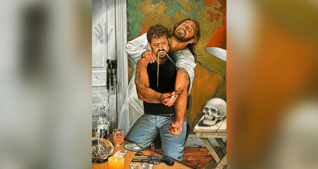 O modelo para o viciado na pintura é um ex-usuário que agora está limpo. (Foto: Reprodução).