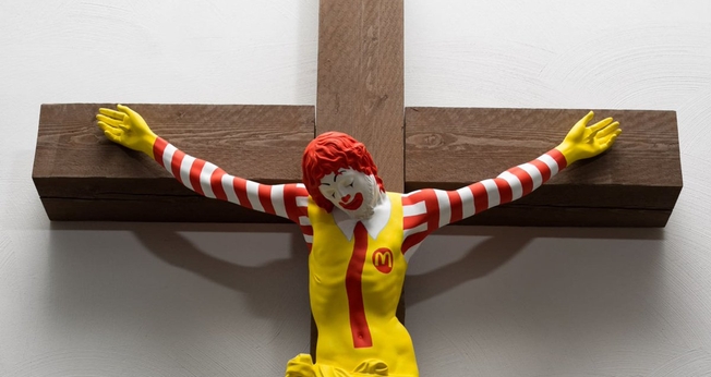 “McJesus”, criado pelo artista finlandês Jani Leinon, em exposição no Museu de Arte de Haifa. (Foto: Vilhelm Sjöström)