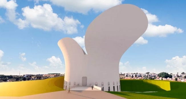 O projeto arquitetônico do Museu da Bíblia é inspirado em croquis do renomado arquiteto Oscar Niemeyer. (Imagem: Divulgação)