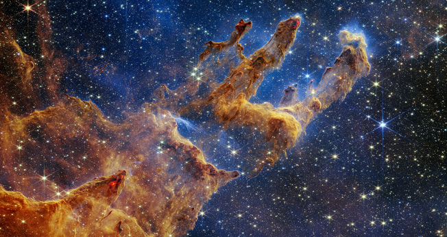 Imagem da formação de estrelas pelo Telescópio James Webb. (Foto: NASA, ESA, CSA, STScI; Joseph DePasquale, Anton M. Koekemoer, Alyssa Pagan)