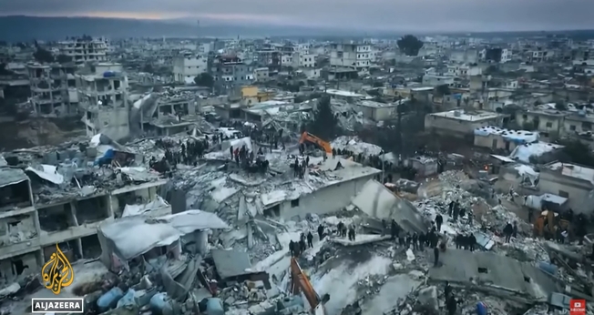 Síria depois do terremoto. (Foto: Captura de tela/YouTube Al Jazeera)