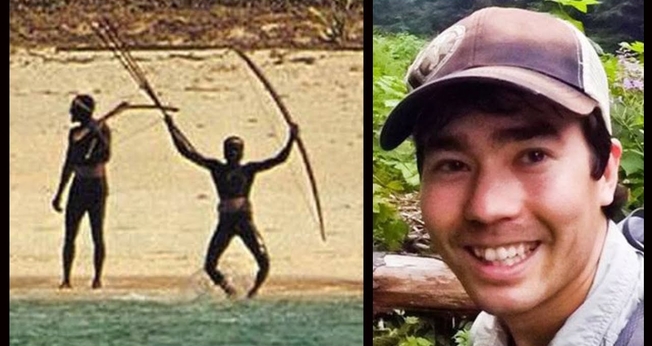 John Allen Chau foi recebido a flechadas pela tribo, mas continuou andando e depois teve uma corda amarrada em seu pescoço e foi arrastado pela praia. (Foto: PageSeven)