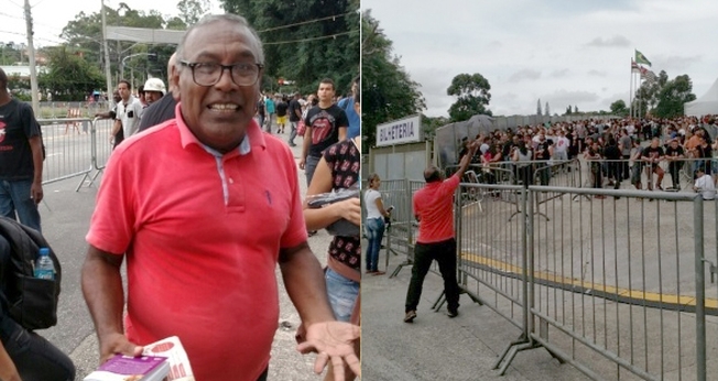 Orlando Torres, membro da igreja Assembléia de Deus, aproveitou a fila do show dos Rolling Stones para evangelizar. (Foto: Renata Nogueira/UOL)