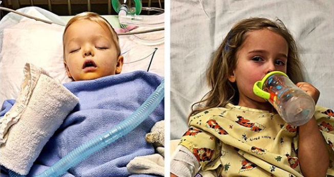 Jaxon, de dois anos e Addie, de quatro anos, contraíram a mesma infecção. (Foto: Reprodução/Instagram)