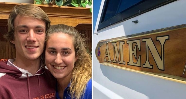 Tyler Smith e Heather Brown, de 17 anos, ficaram presos no mar por quase duas horas quando pediram ajuda a Deus. (Foto: Reprodução/WJAX/Eric Wagner)