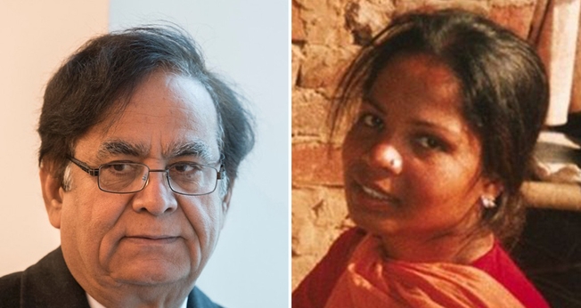 Advogado Saif-ul Malook e sua cliente Asia Bibi. (Foto: Boris Roessler/DPA/PA Images)
