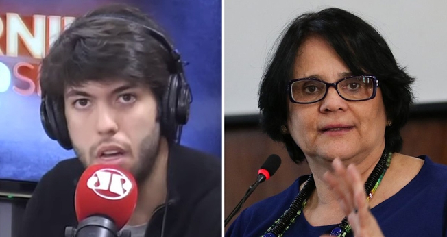 Caio Coppolla e ministra Damares Alves. (Foto: Reprodução/YouTube)