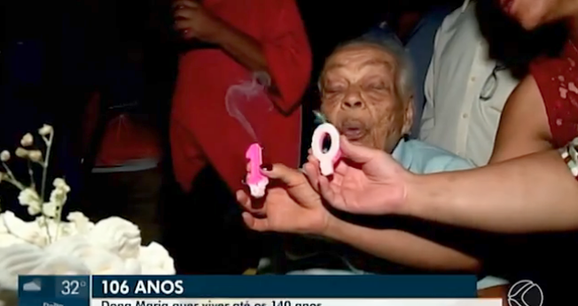 Moradora de Uberaba celebra 106 anos com festa de aniversário. (Foto: Reprodução/TV Globo)