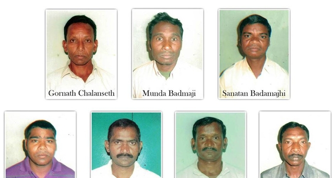 Os sete cristãos condenados e presos em 2013 pelo assassinato de um hindu. (Foto: Reprodução/Asia News)
