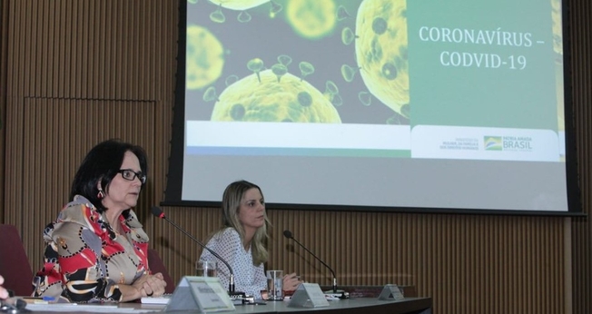 Ministra Damares Alves falou com líderes religiosos sobre prevenção ao coronavírus. (Foto: Willian Meira/AscomMMFDH)