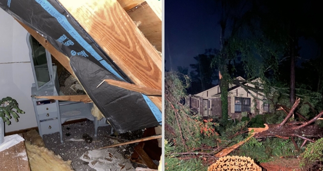 Casa foi danificada por uma forte tempestade nos EUA. (Foto: Victoria De Cardenas/WGXA)