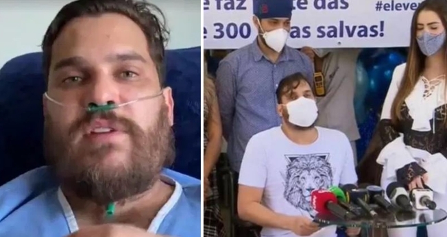 O sertanejo Cauan: internado e no momento da alta após Covid-19. (Foto: Reprodução/Veja)