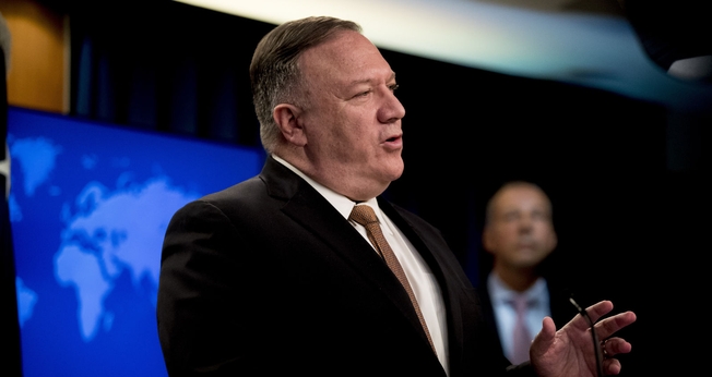 O Secretário de Estado dos EUA, Mike Pompeo, em entrevista coletiva em Washington, DC. (Foto: Andrew Harnik/Pool via Reuters)