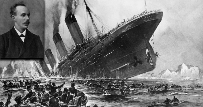 John Harper [destaque] e imagem do Titanic naufragando. (Foto: Montagem)