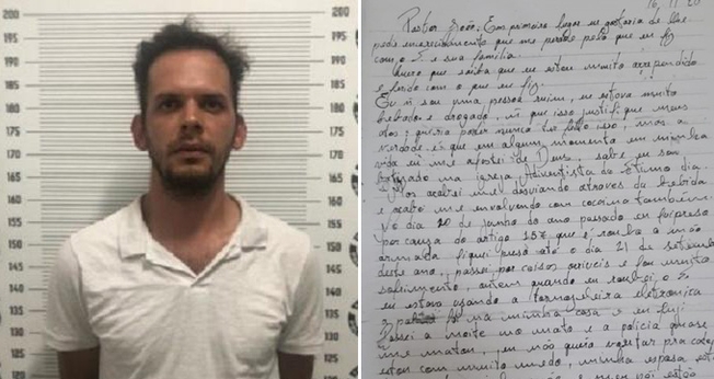João Marcos Landmann roubou e depois devolveu carro de pastor, junto com uma carta. (Foto: Divulgação/Polícia Civil de GO)