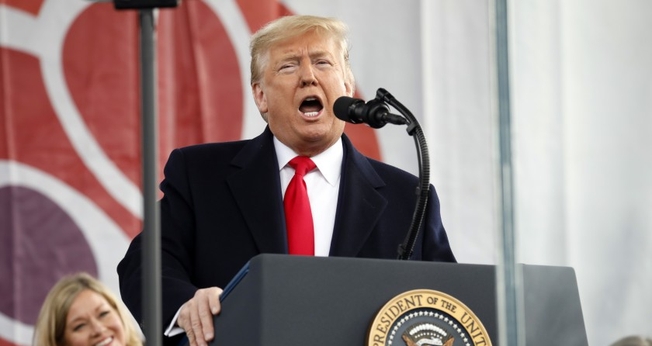 Presidente Donald Trump participou da Marcha Pela Vida em Washington, em 2020. (Foto: Yuri Gripas/Abaca Pool/EPA-EFE/R)