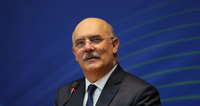 O ministro da Educação, Milton Ribeiro, durante a cerimônia no Ministério das Comunicações. (Foto: Fabio Rodrigues Pozzebom/Agência Brasil)