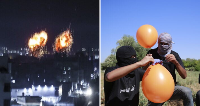 Israel atinge alvos do Hamas, após ataque com balões incendiários pelo grupo terrorista. (Foto: Reprodução / Times of Israel)