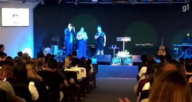 Culto na Assembleia de Deus em homenagem a Marília Mendonça, em Goiânia. (Imagem: Reprodução Vídeo)