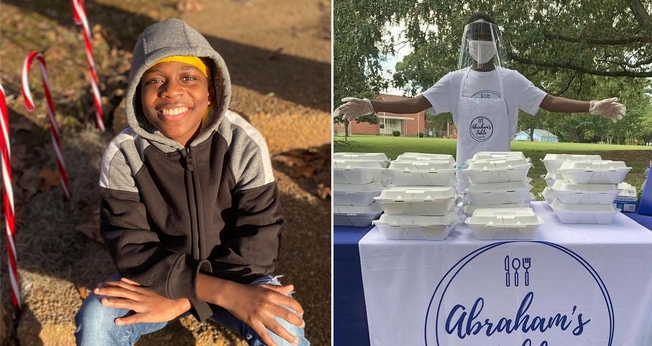 Abraham Olagbegi, de 13 anos, decidiu alimentar moradores de rua. (Foto: Facebook/Abraham Olagbegi)