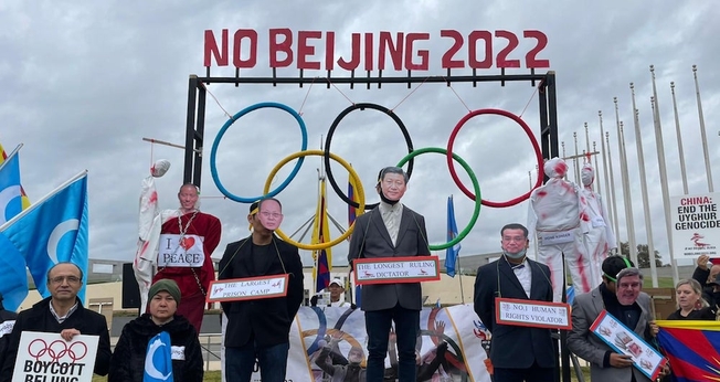 Protesto contra os Jogos de Inverno na China. (Foto: Facebook/Australia Tibet Council).