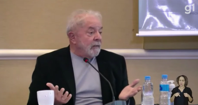 Lula durante fala em defesa do aborto. (Captura de tela G1)