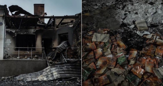  Antes de explodirem o prédio, as forças russas usaram o centro como seu QG. (Foto: Sergey Rakhuba).
