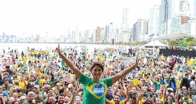 Michelle Bolsonaro na Marcha para Jesus em Balneário Camboriú (SC). (Foto: Clauber Cleber Caetano/PR)