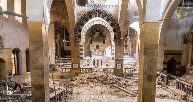 Igreja atacada na Síria. (Foto: Portas Abertas)