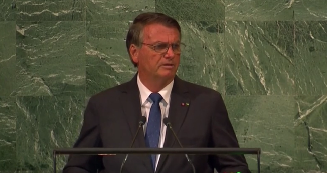 Jair Bolsonaro discursa na Assembleia Geral da ONU, 20 de setembro de 2022. (Captura de tela/BBC)
