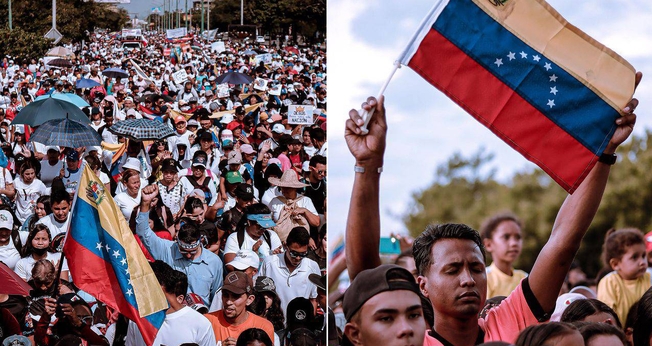 Milhares de venezuelanos na Marcha para Jesus. (Foto: Cominela/Facebook)