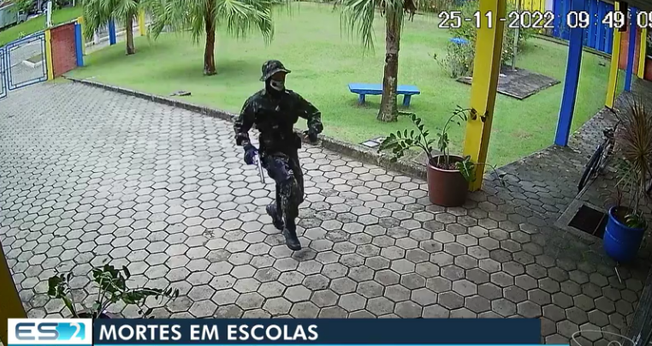 Câmeras registram suspeito dos ataques a duas escolas em Aracruz, no ES. (Captura de tela/G1)