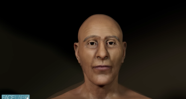 Faraó Ramsés II mostrado em um processo de reconstrução documentado pelo Face Lab na Liverpool John Moores University (Captura de tela/YouTube/Face Lab LJMU)