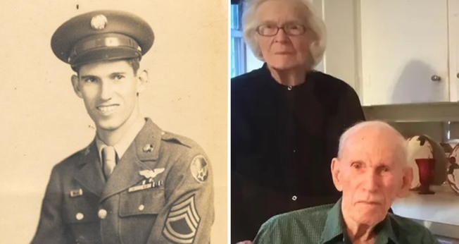 Lloyd Ponder, em 1950; e hoje ao lado de sua esposa Joyce Wiggins. (Foto: Arquivo pessoal de Lloyd Ponder)