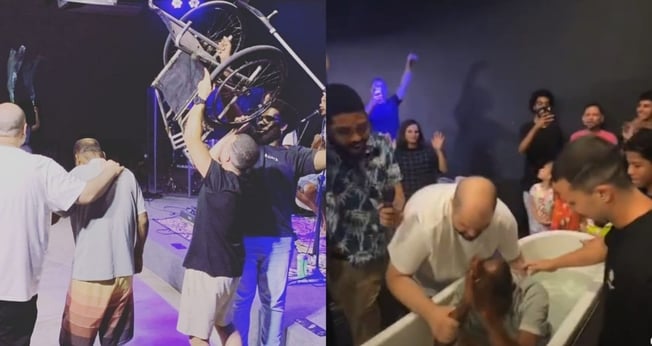 Após receber o milagre, Paulo aceitou a Jesus e foi batizado. (Foto: Reprodução/Instagram/Dan Sartori).