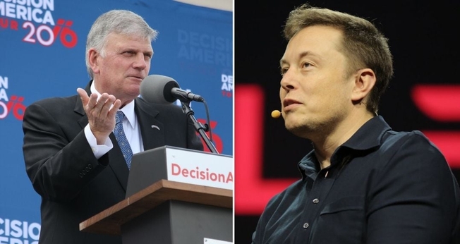 Franklin Graham e Elon Musk. (Foto Montagem: Flickr NVIDIA Corporation e Wikimedia Commons)