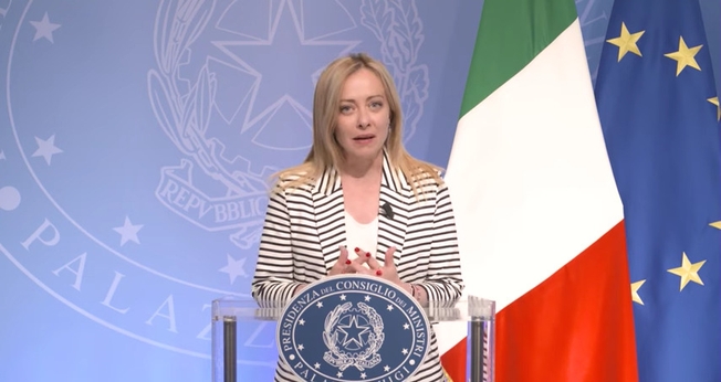 Giorgia Meloni faz pronunciamento sobre liberdade religiosa. (Captura de tela/YouTube/Fratelli d'Italia)