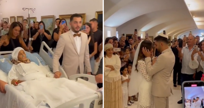 Casamento aconteceu em hospital de Israel. (Captura de tela/Instagram/Jewish Breaking News)