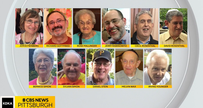 Onze judeus foram mortos pelo atirador Robert Bowers. (Captura de tela/CBS News)