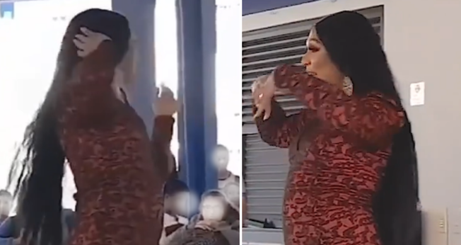Drag queen faz apresentação para estudantes. (Captura de tela/Instagram/amaliabarros)